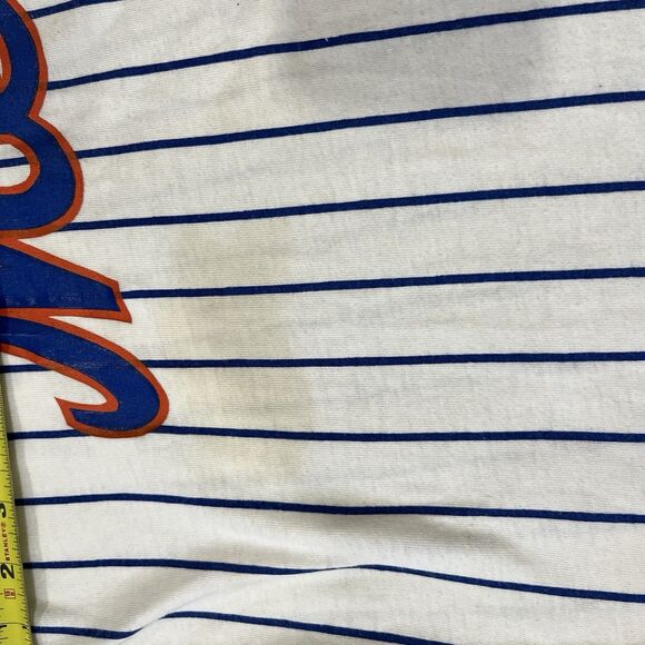 New York Mets Shirt Adult Large White Vintage Sand-Knit Stripe MLB Baseball READ - Picture 7 of 9